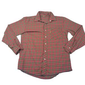 Men's Canadian Caribou Vintage Red Plaid Pearl Snap Long Sleeve Size Medium